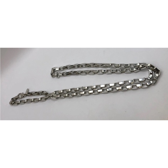 Vintage Long Box Link Necklace Large Links Silver Tone 36” - Picture 4 of 6
